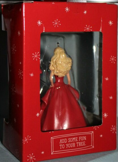 Barbie Red Gown Ornament Hallmark Christmas New In Box Back