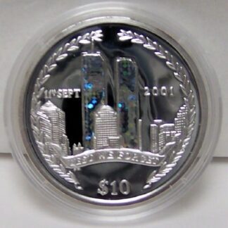 9-11 Silver Proof Coin BVI 2002 Unc.