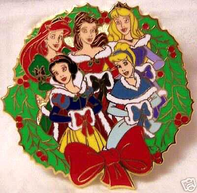 Disney Christmas Wreath 5 Princesses Snow White, Cinderella, Sleeping  Beauty, Belle, And Ariel Pin New On Card - GoodNReadyToGo