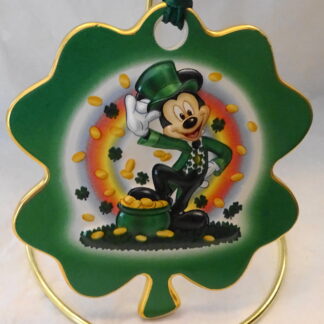 Disney Irish Leprechaun Mickey Disc Christmas Ornament New Front Closeup