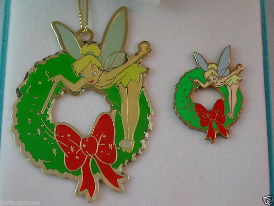 Disney Tinker Bell Limited Edition 1500 Christmas Cloisonne Pin And Ornament Boxed Set New