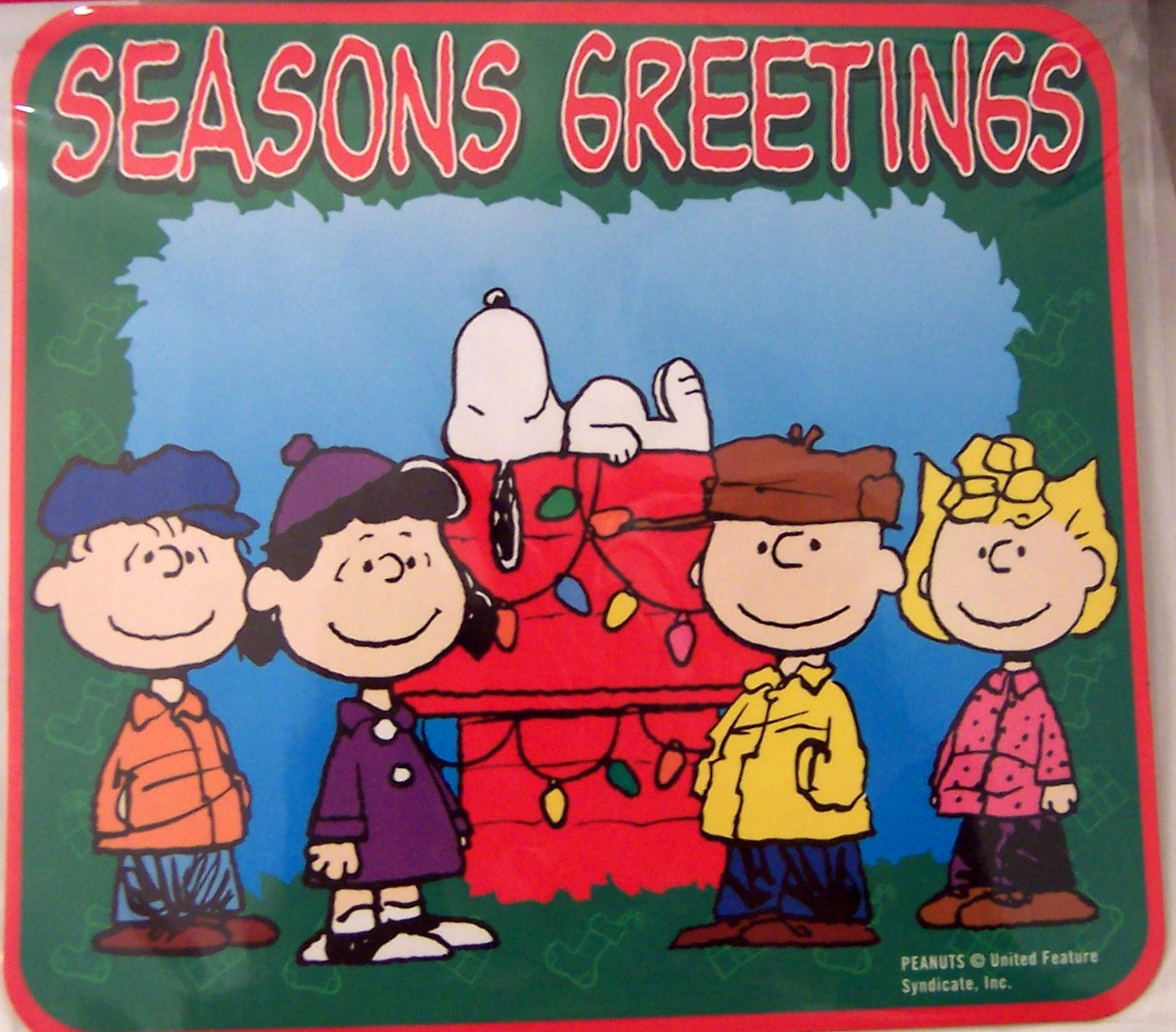 Peanuts Charlie Brown Gang Seasons Greetings Holiday Christmas Jumbo