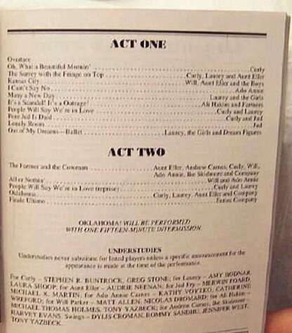Playbill Oklahoma April 2002 Gently Used Acts And Scenes