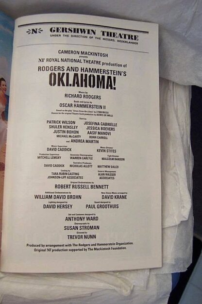 Playbill Oklahoma April 2002 Gently Used Cast