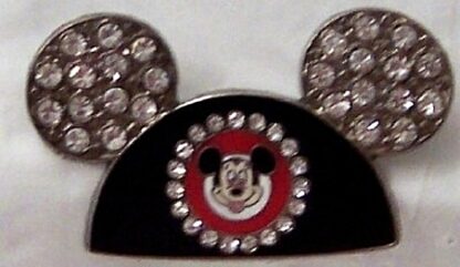 Disney Silver Ears Pin Mickey Jeweled Front