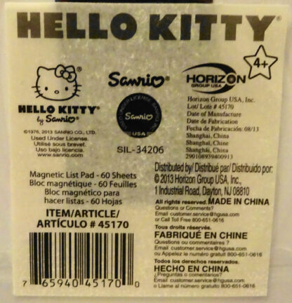 Hello Kitty Magnetic Listpad #60 Sheets New Label