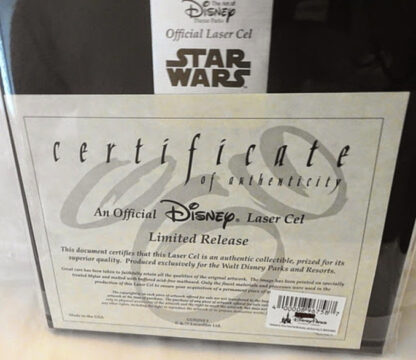 Chewbacca Goofy Laser Cel Limited Release New Back Certificate Of Authenticity Closeup
