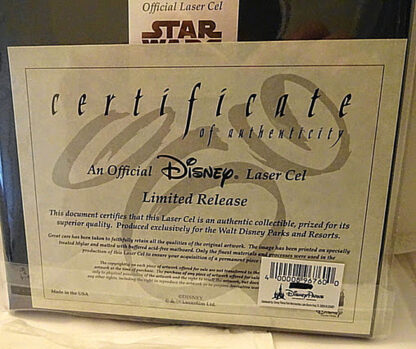 Mickey With Yoda Laser Cel Limited Release New Back Certificate Of Authenticity Closeup