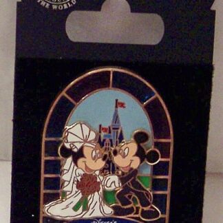 Disney Fairy-Tale Weddings Pin Mickey Groom Minnie Bride New On Card Front