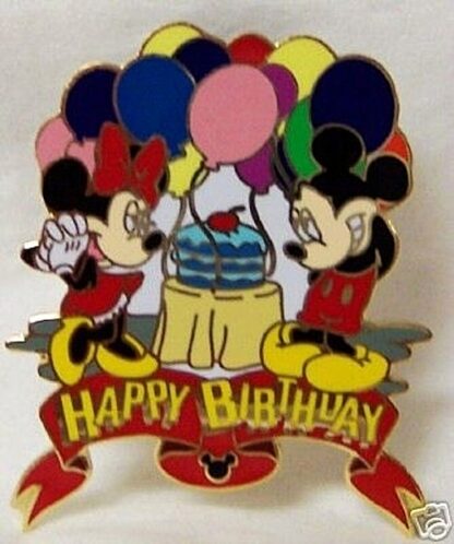 Disney Happy Birthday Balloons Pin Mickey Minnie New Front