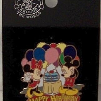 Disney Happy Birthday Balloons Pin Mickey Minnie New On Card Front