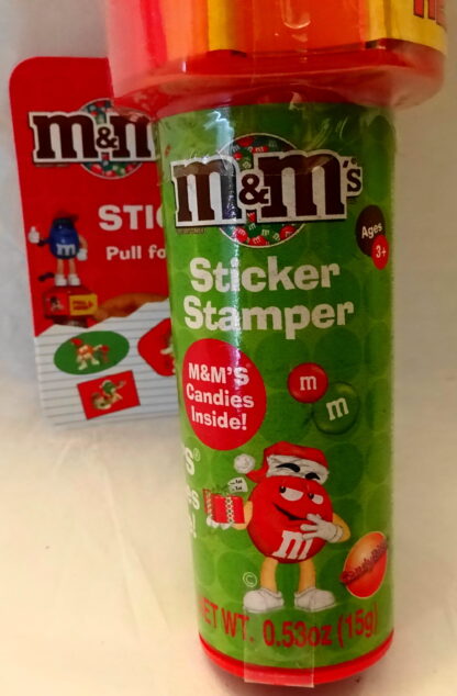 M&M'S Blue 2009 Stickers + Stamper New With Tag Front CloseupJPG