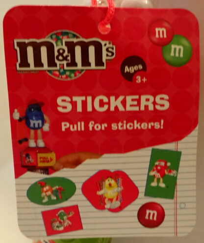M&M'S Red 2009 Stickers + Chritmas Stamper New With Tag Closeup Of Tag 1
