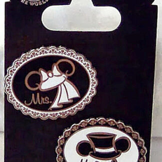 Wedding Ear Hat Pins #2 Disney Mr. Groom Mrs. Bride New On Card Front