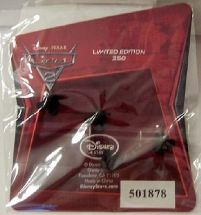 Disney Lightning McQueen and Mater Cars LE 350 2 Pin Set 2-Pc. New On Special Collector's Backing Card Back