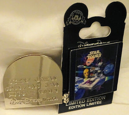 Disney WDW Star Tours 25th Anniversary LE Hinged Pin New On Card Front Pin Open