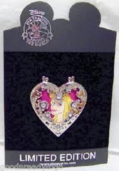 DISNEY SLEEPING BEAUTY AURORA JEWELED HINGED LE 300 PIN New On Card Front