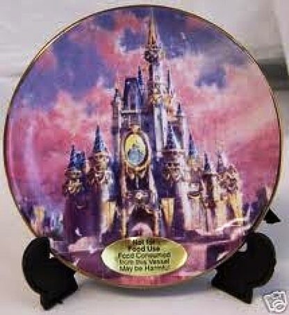 Disney WDW 2005 HCOE Celebration Cinderella Castle Mini Plate On Display Stand Front