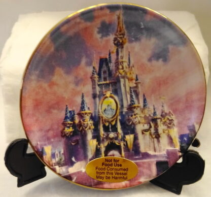 Disney WDW 2005 HCOE Celebration Cinderella Castle Mini Plate On Display Stand Front