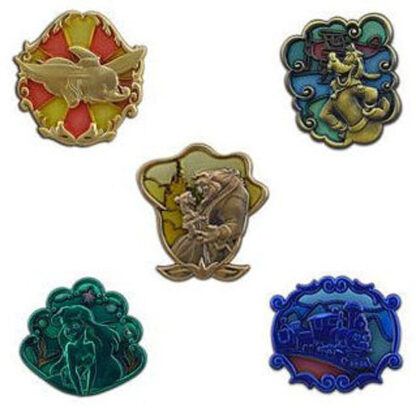 Disney WDW 2013 Annual Passholder New Fantasyland Stained Glass 5 Pin Set New