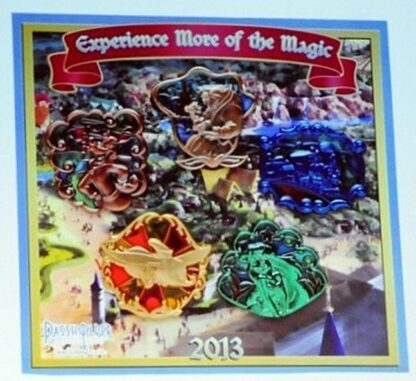 Disney WDW 2013 Annual Passholder New Fantasyland Stained Glass 5 Pin Set New On Card Front