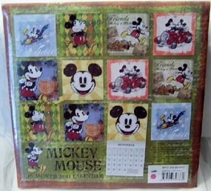 Disney Retro Mickey Mouse 16 Month 2011 Calendar New Back