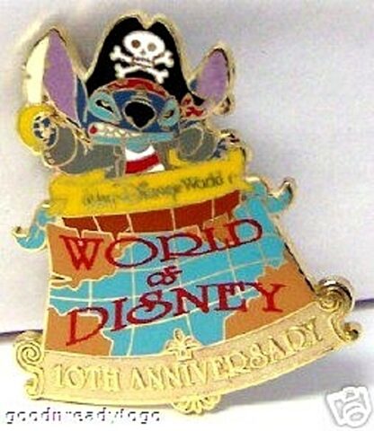 WDW World Of Disney 10th Anniversary Pirate Stitch LE 1000 Pin New Off Card Front