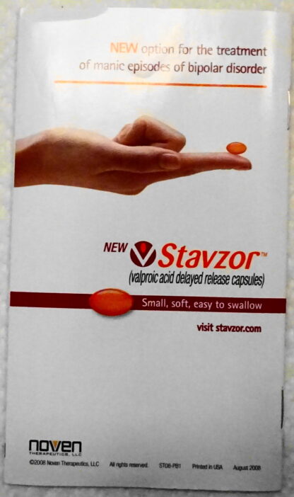 Stavzor Pillbox Travel Kit 2008 New Booklet Back