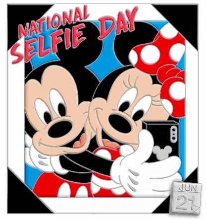 Mickey and Minnie Mouse Pin – National Selfie Day 2020 – Limited Edition Stock Photo