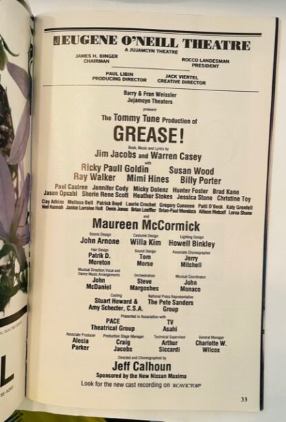 Playbill Grease Autographed 1994 Gently Used Production Details