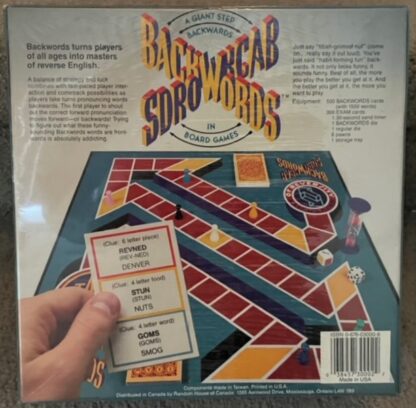 Backwards Board Game Vintage 1988 Back