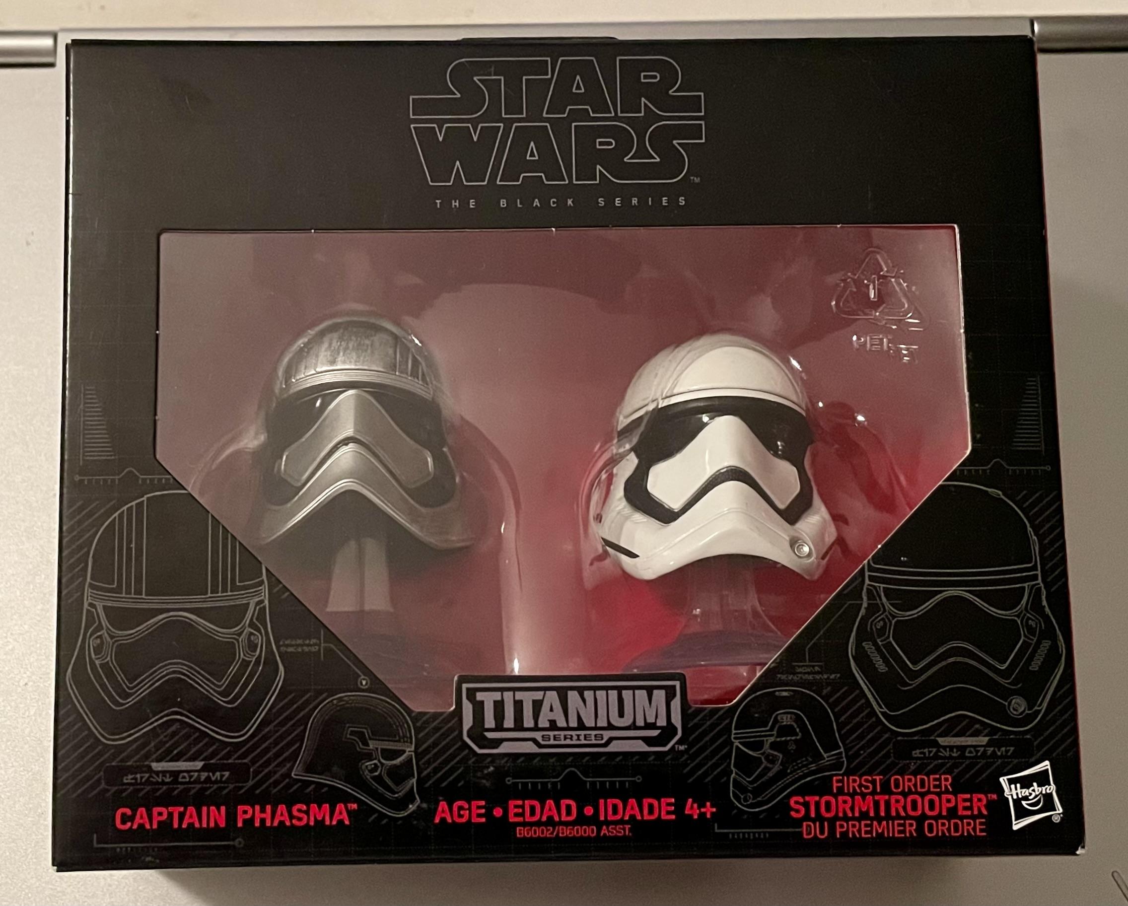 Captain Phasma & First Order Stormtrooper Helmets New In Box Front
